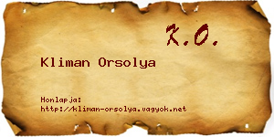 Kliman Orsolya névjegykártya